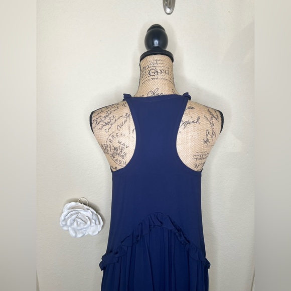 NTM: A Loves A Beautiful Navy Ruffles Tiered Shift Drop Waist Dress Size XS - Picture 12 of 14